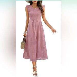 Pink Ruffled Midi Dress